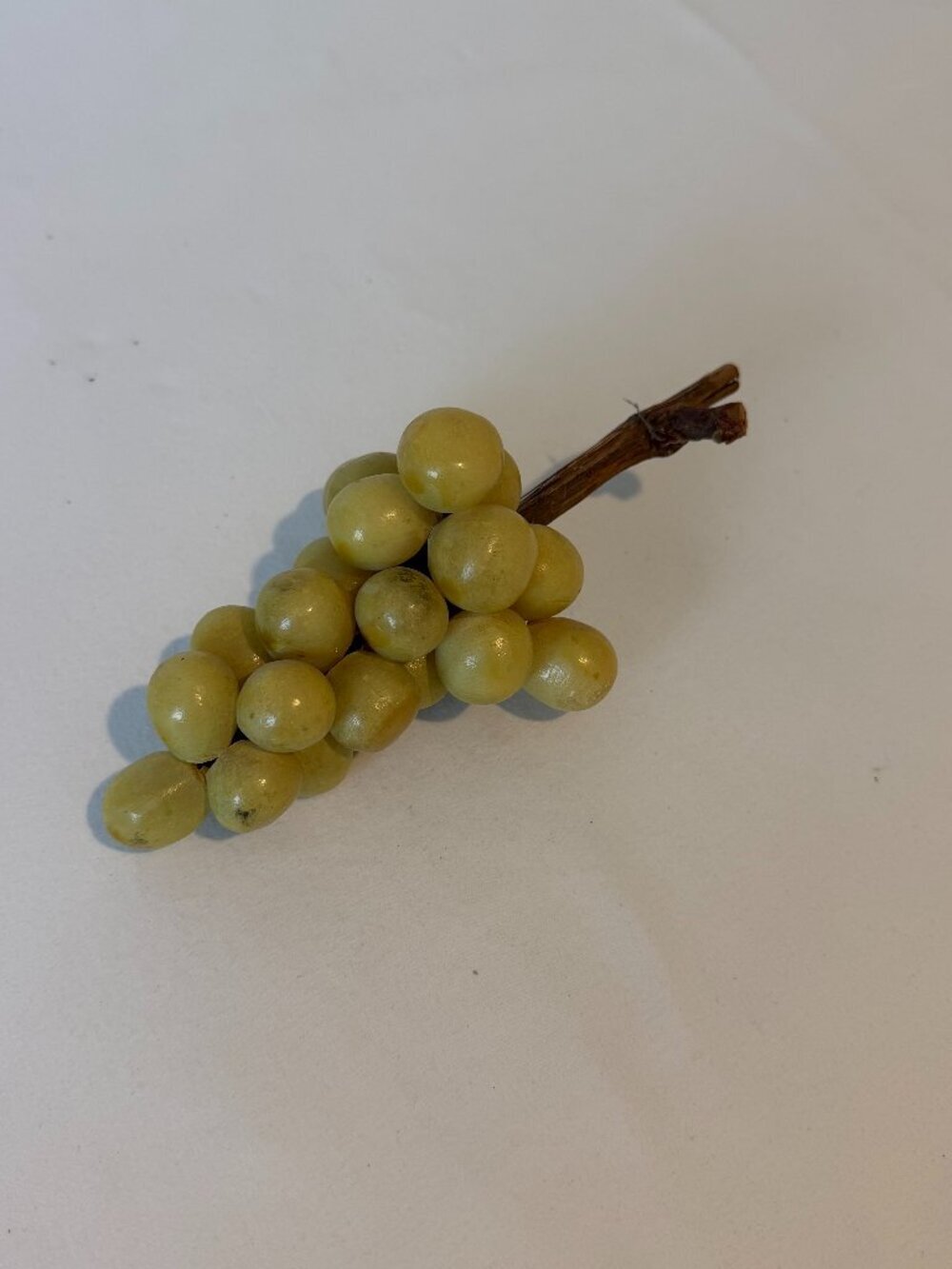 Vintage Faux Green Grape Cluster Resin Acrylic Grapes on Natural Driftwood Stem